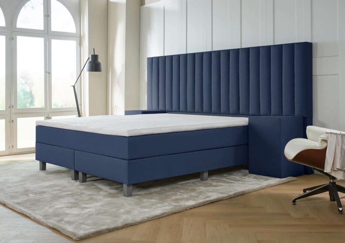 boxspring palermo blauw hoofdbord xxl 1 matras 1
