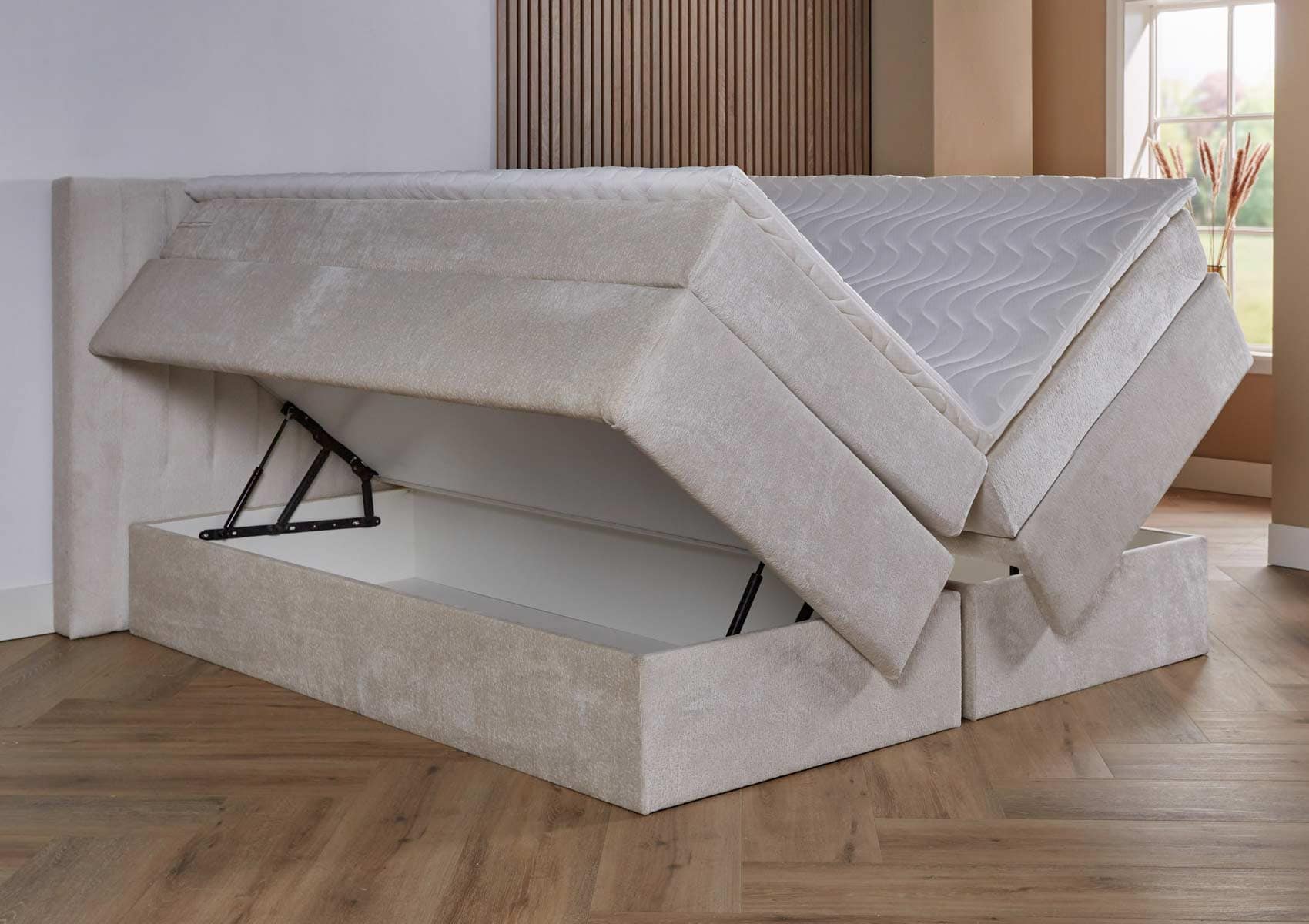 Opberg boxspring Sicilië- 2-persoons-beige