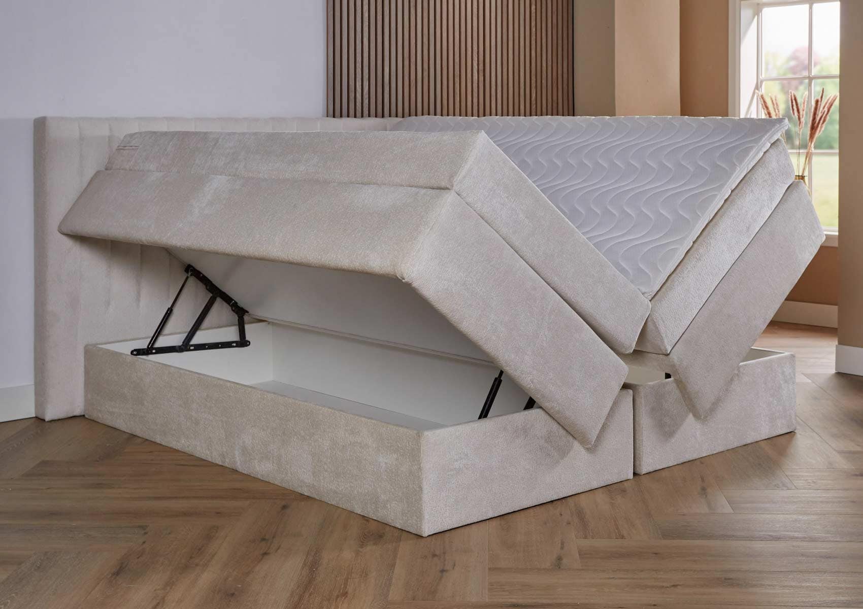 Opberg boxspring Sicilië- 2-persoons-beige